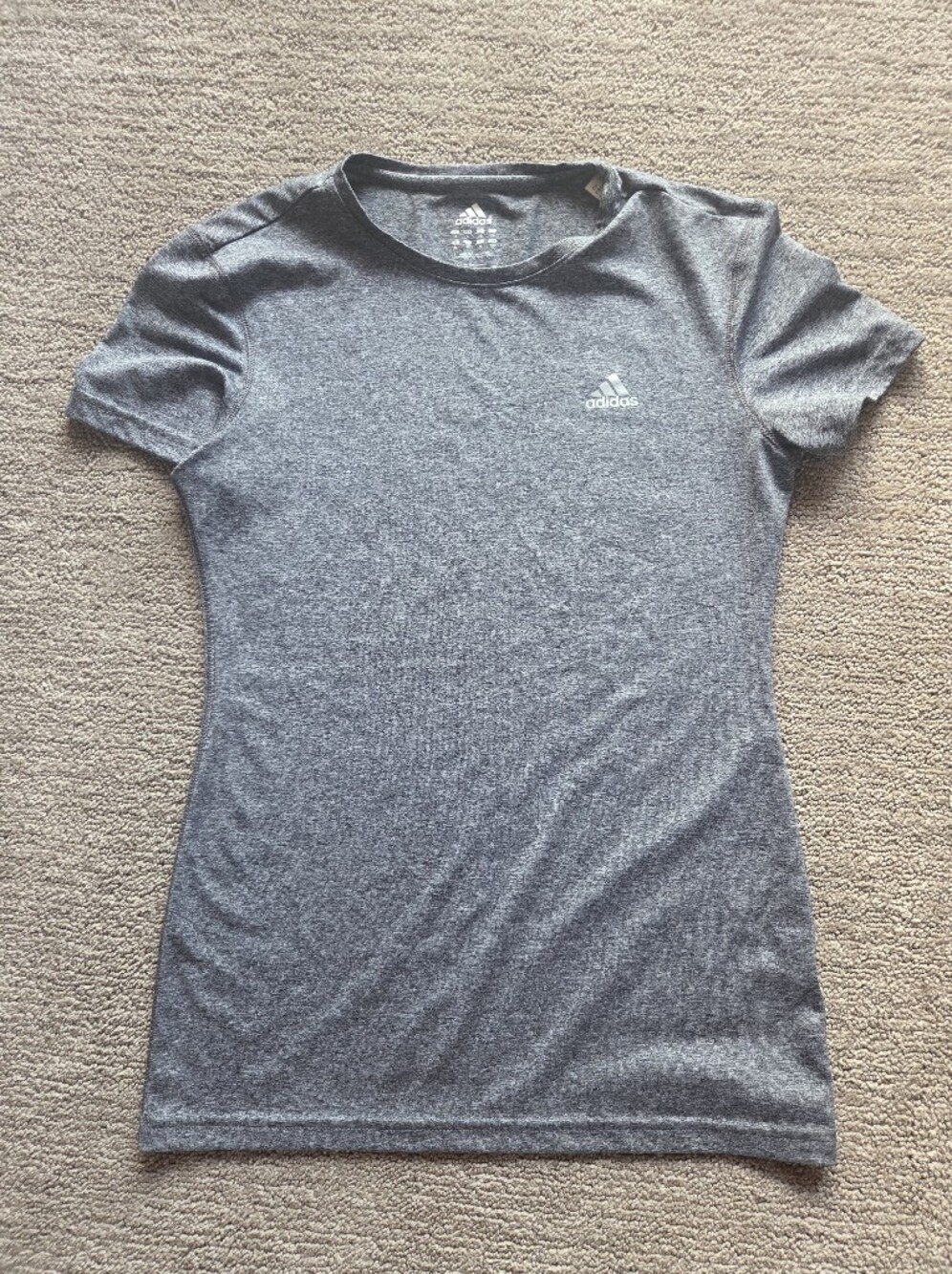 adidas Women's Gray Athletic Tee - Short Sleeve Performance Top
